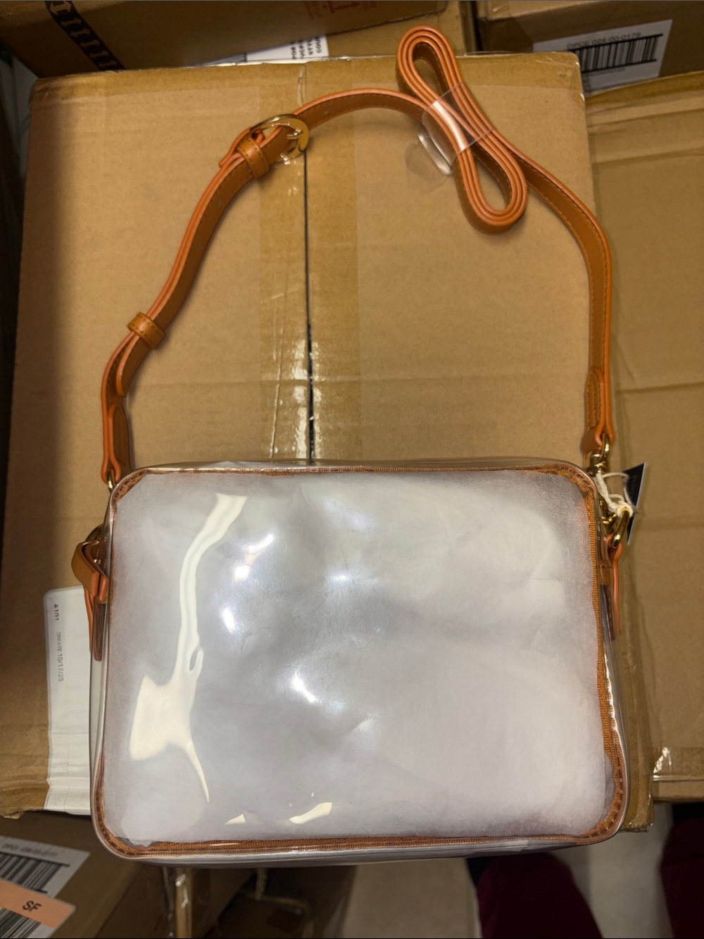 Universal Thread Clear Crossbody Bag with Tan Trim